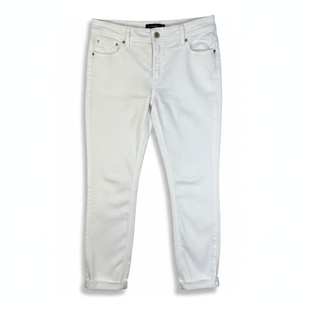 Chicos Women So Slimming Ankle Jeans Mid Rise White 00 Minimalist Classic Preppy